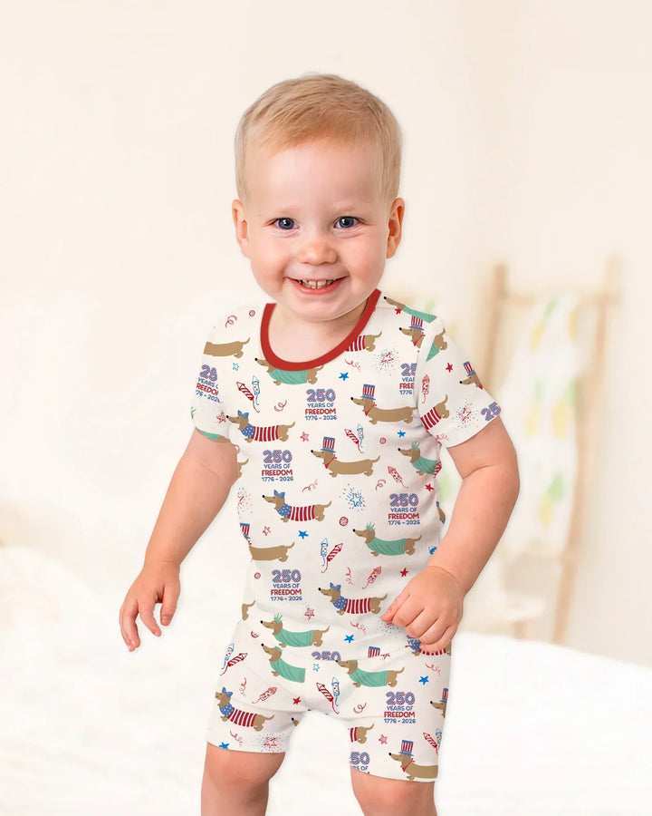 250 Years Of Freedom Bamboo Two Piece Short Sleeve Shorts Pajama Set
