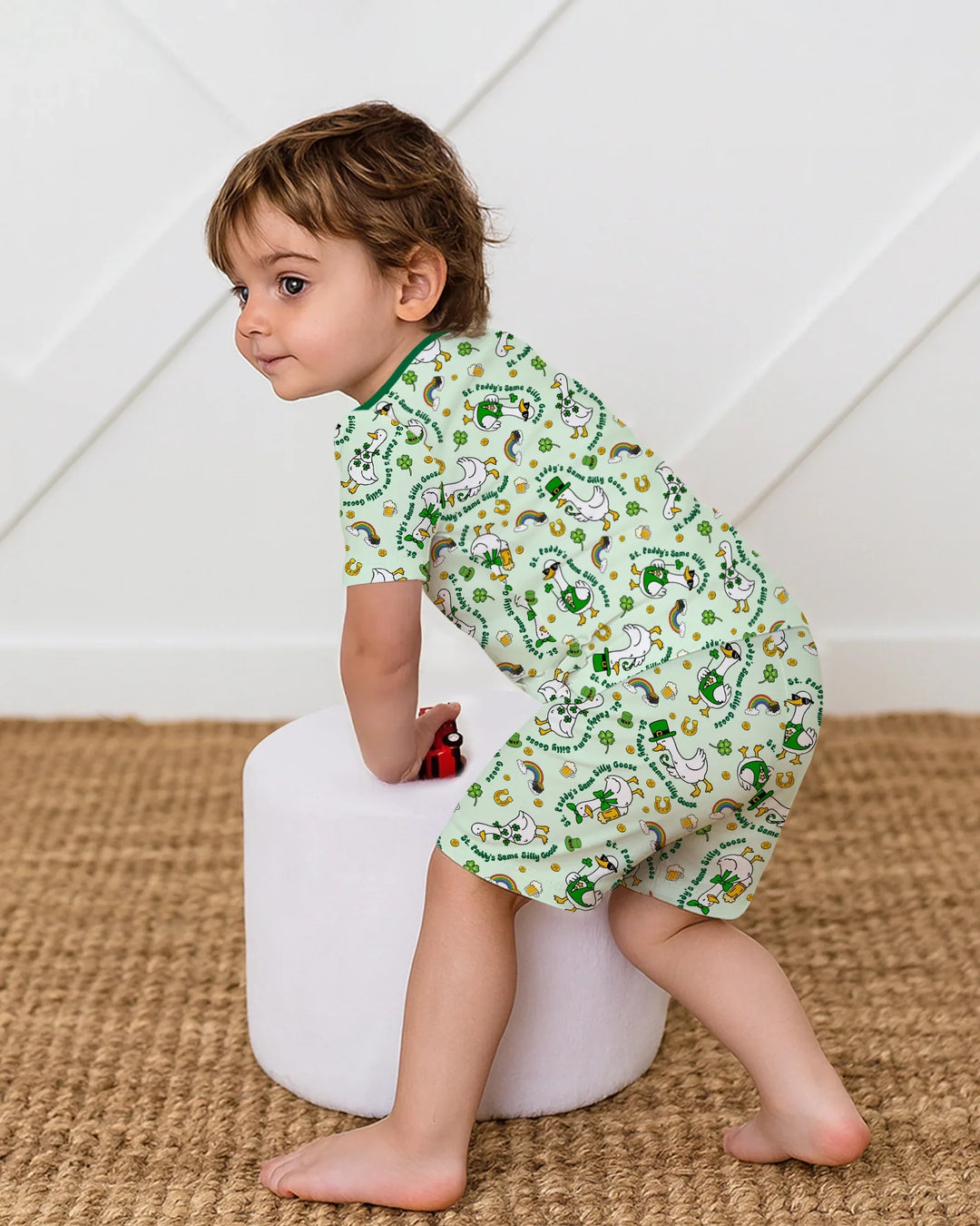 St. Patrick's Day Silly Goose Bamboo Two Piece Short Sleeve Shorts Pajama Set
