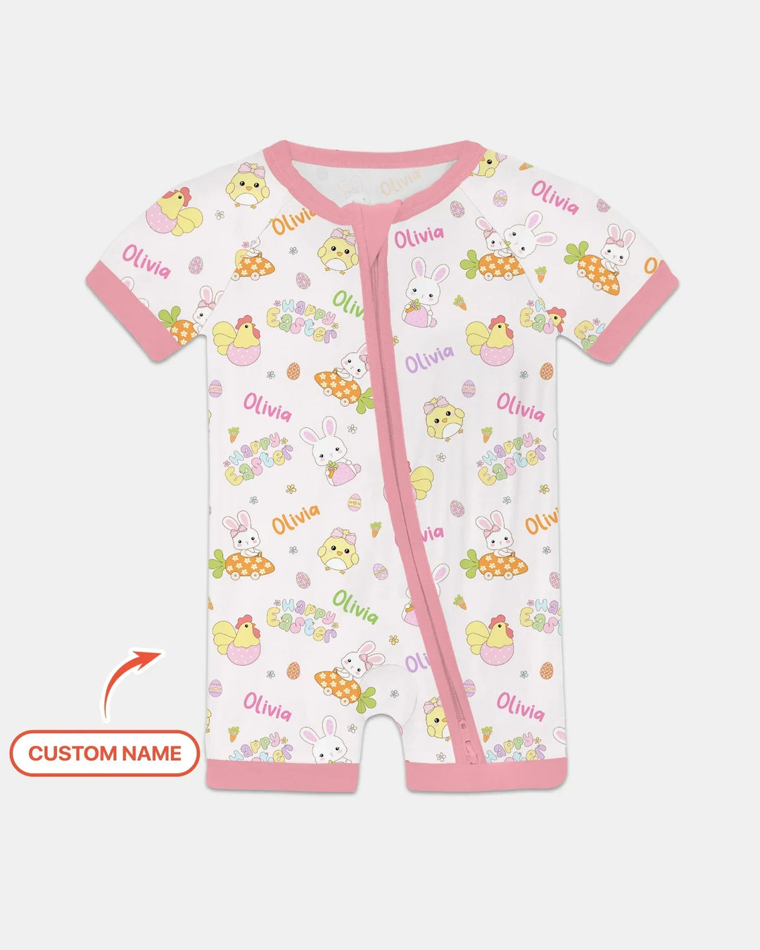 Custom name Happy Easter Bamboo Shorty Zippy