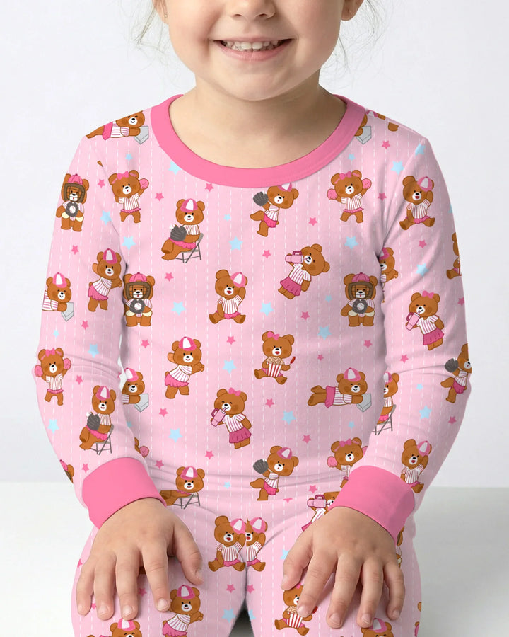 Born To Play Baseball Bamboo Two Piece Long Sleeve Pajama Set