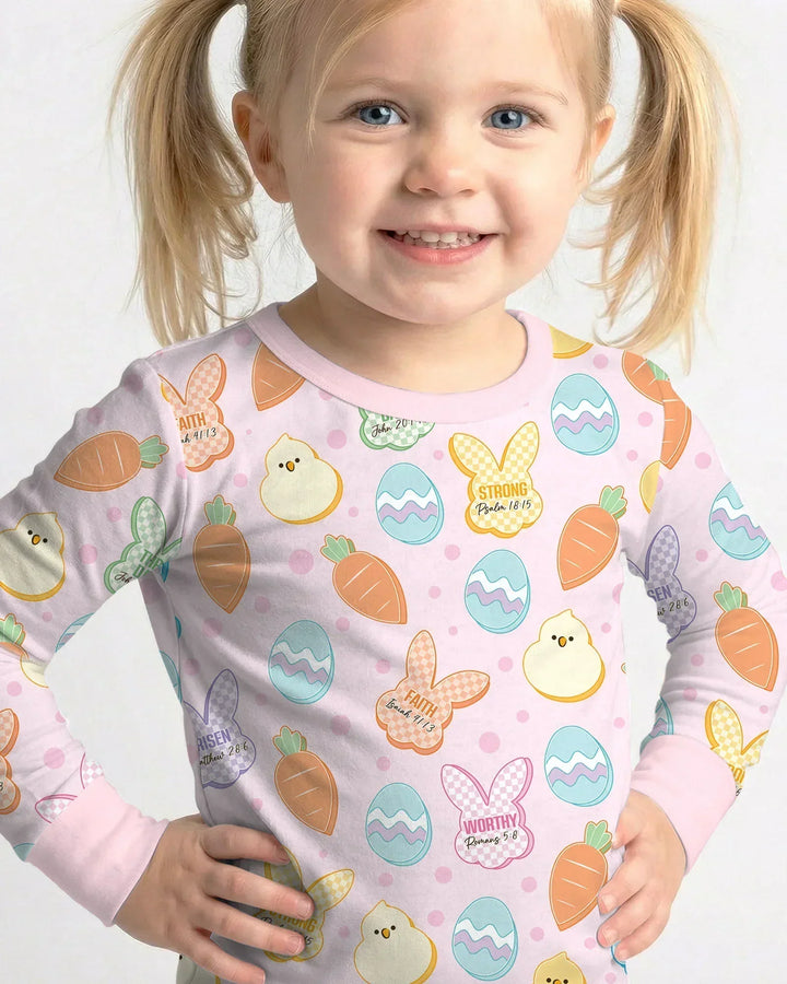 Easter Christian Bunny Bamboo Two Piece Long Sleeve Pajama Set