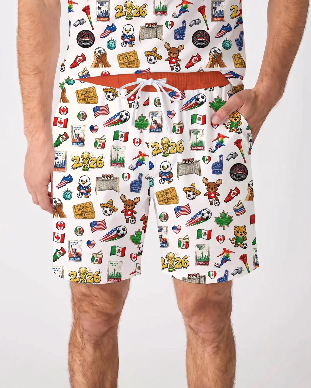 Soccer Cup 2026 Family Matching Bamboo Men Short Sleeve Short Pajama Set