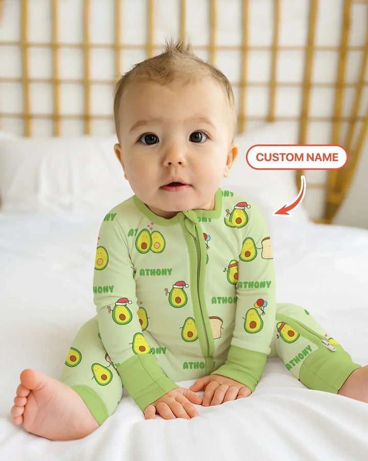 Custom Name Cute Avocado Bamboo Convertible Zippy