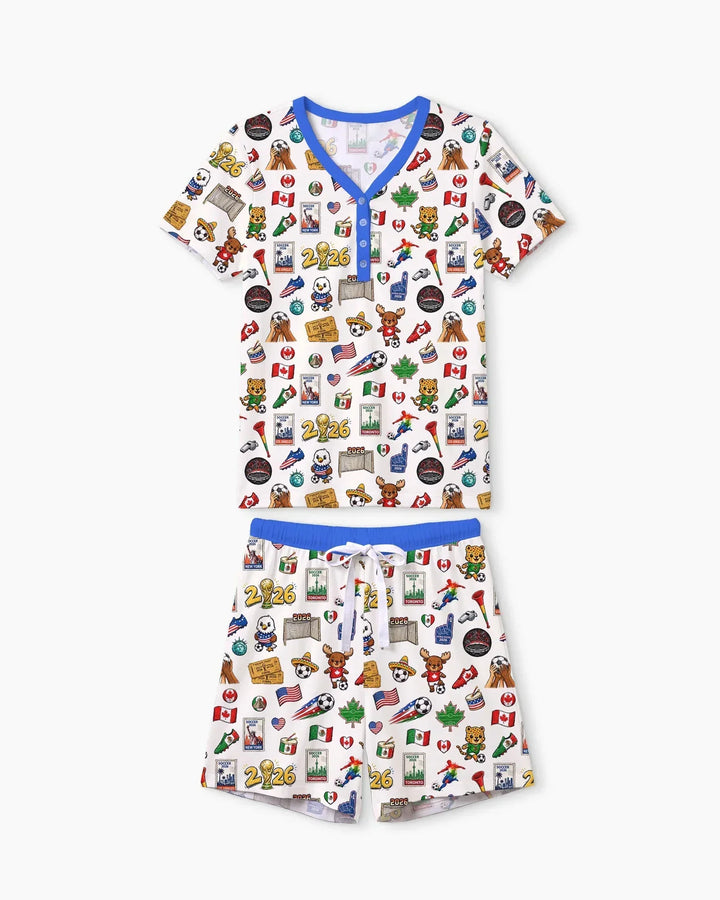 Soccer Cup 2026 Family Matching Bamboo Women Short Sleeve Short Pajama Set