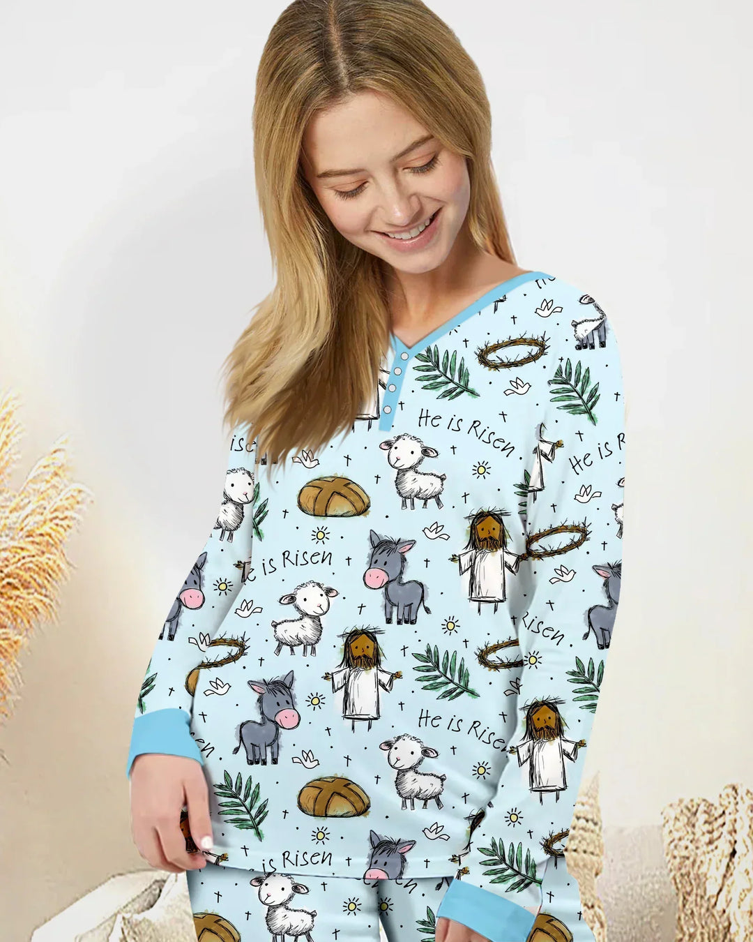 He Is Risen Easter Family Matching Bamboo Women Pajama Set