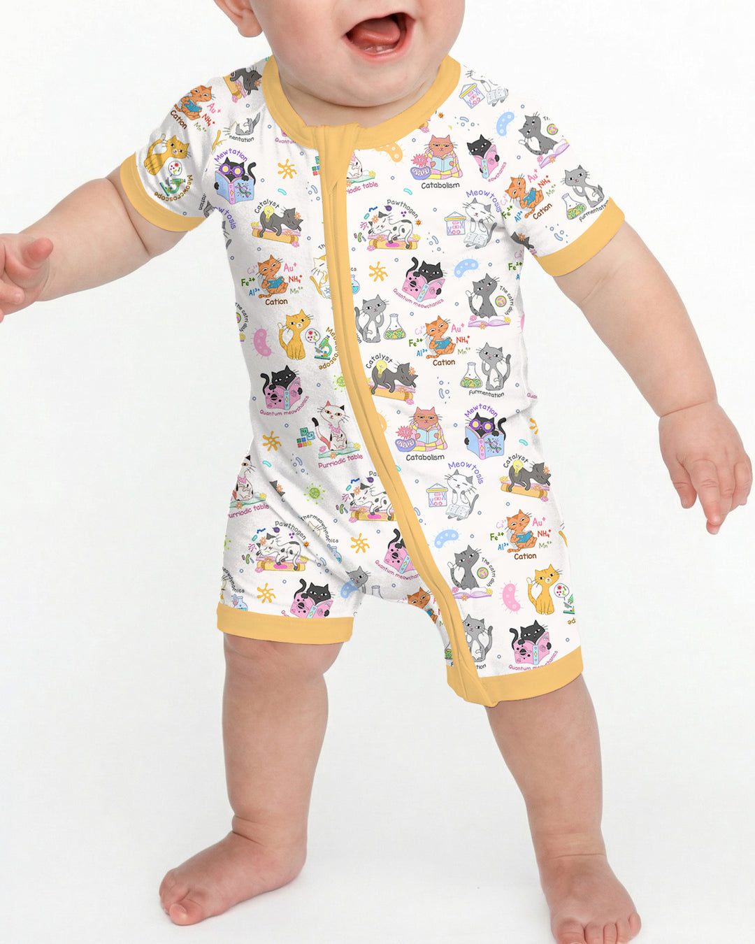 Funny Cat Love Scientist Bamboo Shorty Zippy
