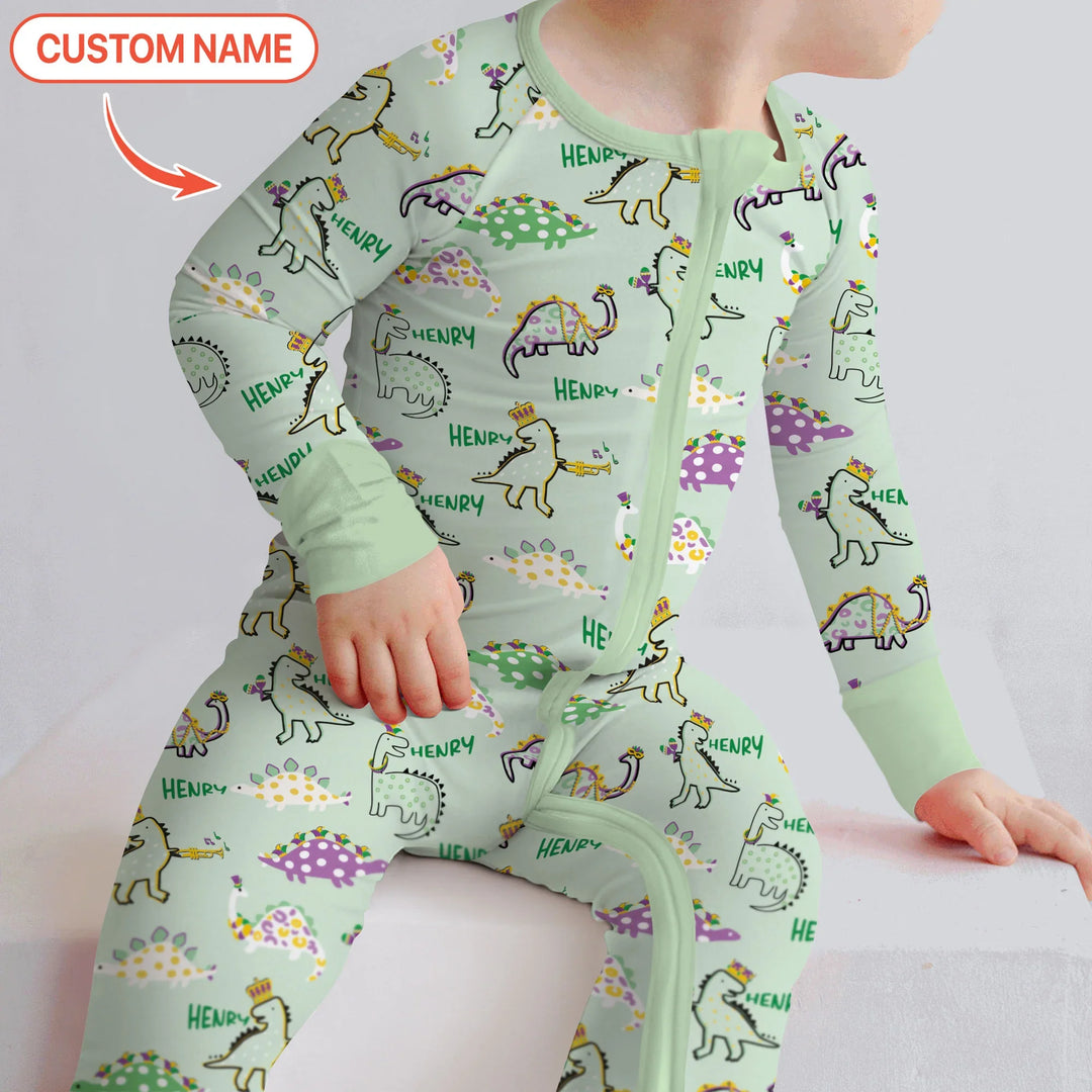 Custom Name Mardi Gras Saurus Bamboo Convertible Zippy