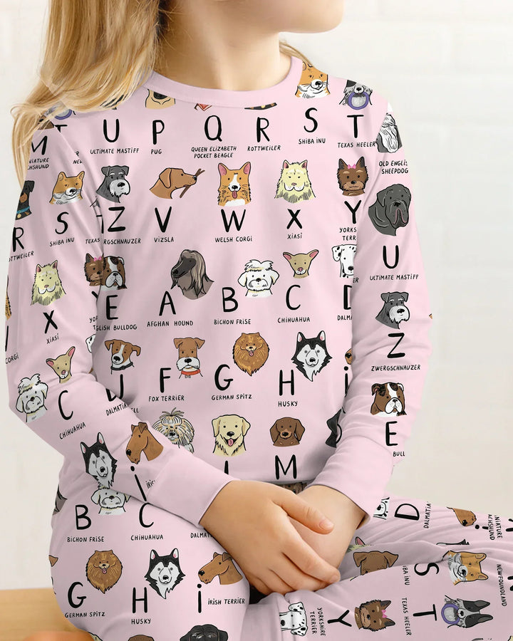 Funny Dogs Alphabet Bamboo Two Piece Long Sleeve Pajama Set