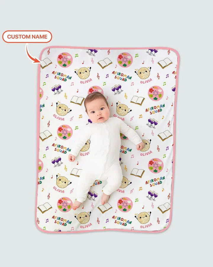 Custom Name Passover Afikoman Squad Bamboo Blanket