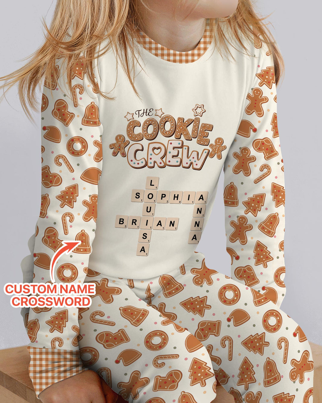 Custom Crossword Cookie Crew Bamboo Two Piece Long Sleeve Pajama Set