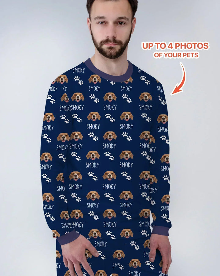 Custom Name and Pet Photos Bamboo Men's Pajama Set