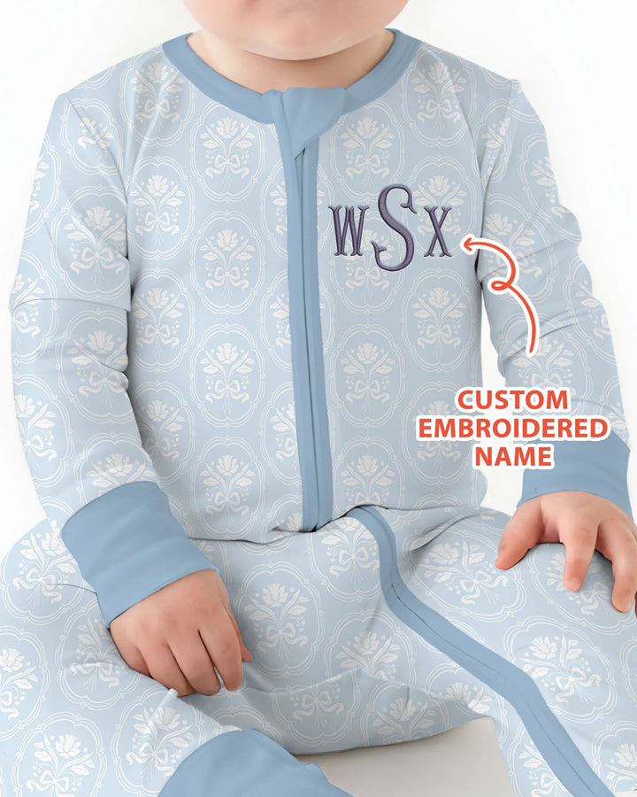 Personalized Floral Embroidered Baby Bamboo Convertible Zippy