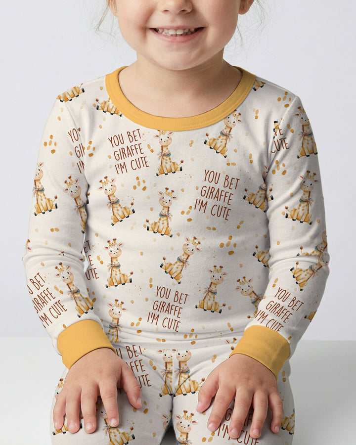 You Bet Giraffe I'm Cute Bamboo Two Piece Long Sleeve Pajama Set
