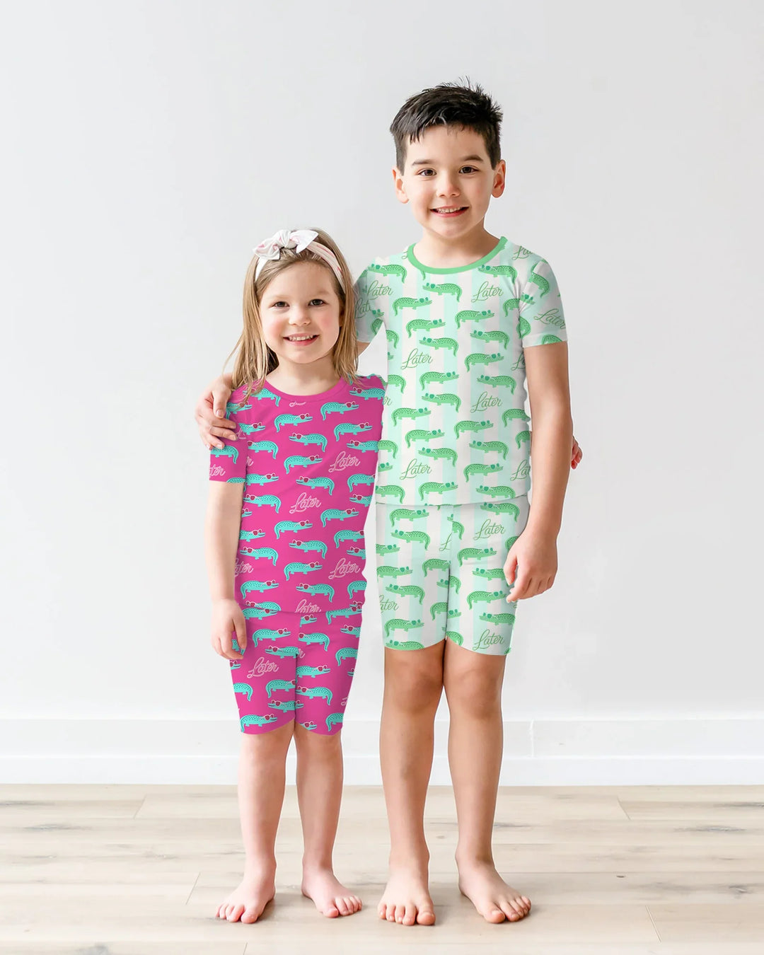 Later Gator Bamboo Two Piece Short Sleeve Shorts Pajama Set