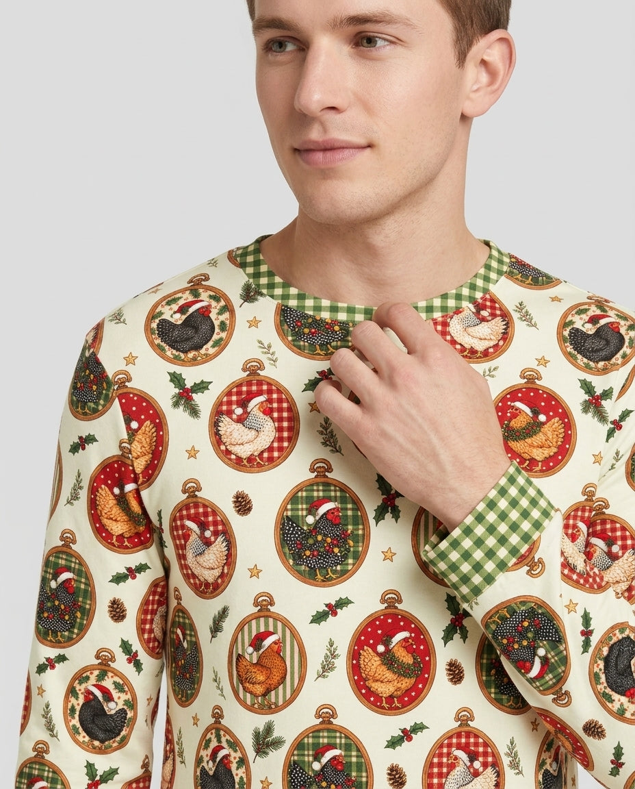 Chicken Merry Clucking Christmas Bamboo Men's Pajama Set