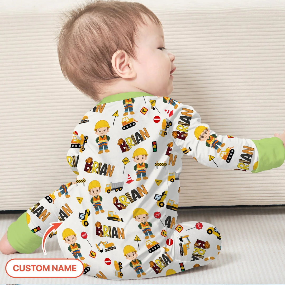 Custom Name Doodle Little Builder Bamboo Convertible Zippy