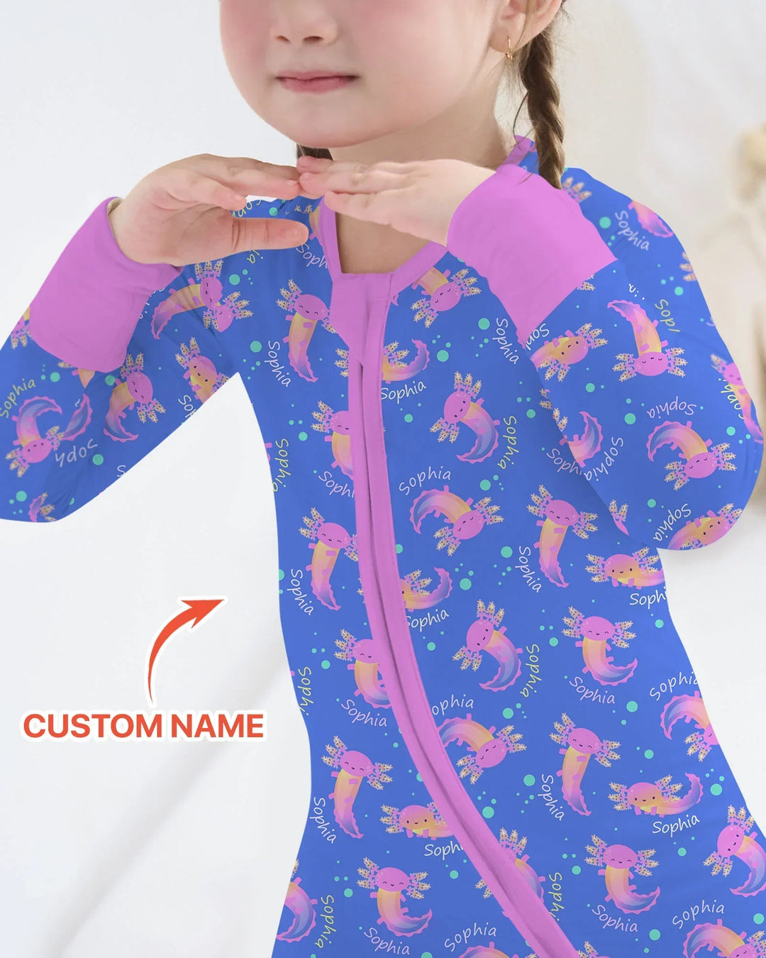 Axolotl Glow Custom Name Bamboo Convertible Zippy