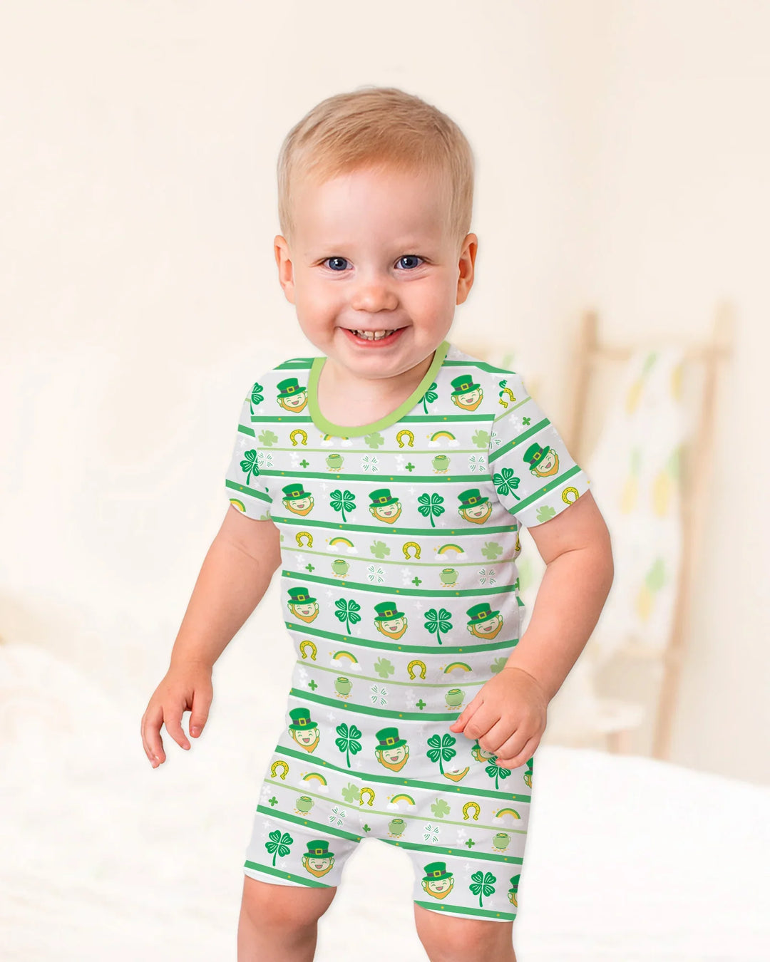 Happy Saint Patrick's Day Bamboo Two Piece Short Sleeve Shorts Pajama Set