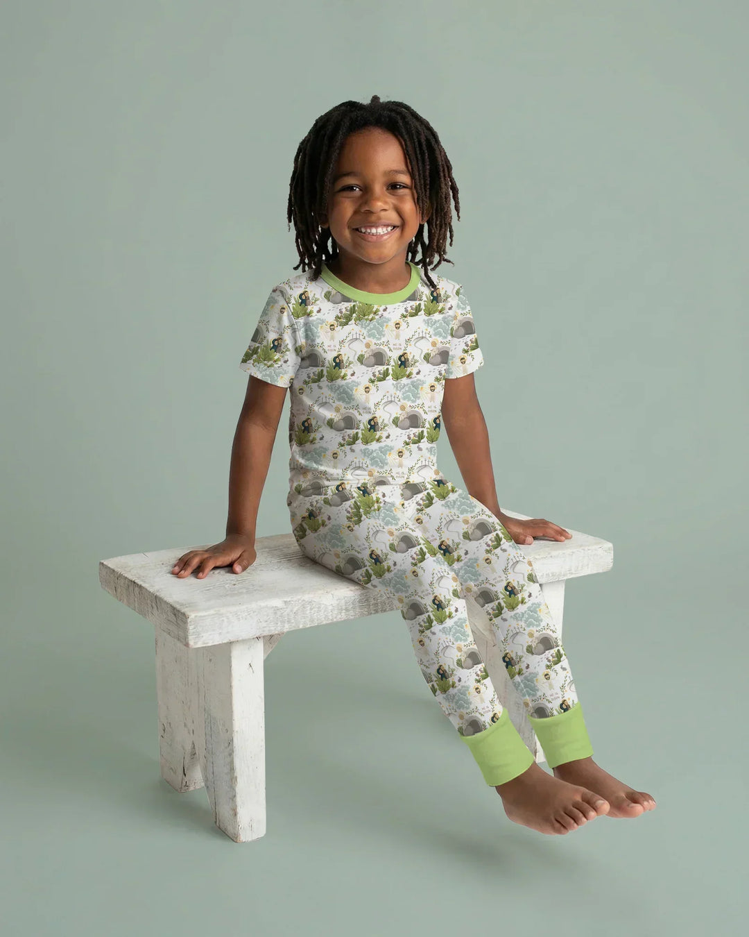 Matthew 28:1–8 He Is Risen Bamboo Two Piece Short Sleeve Pajama Set