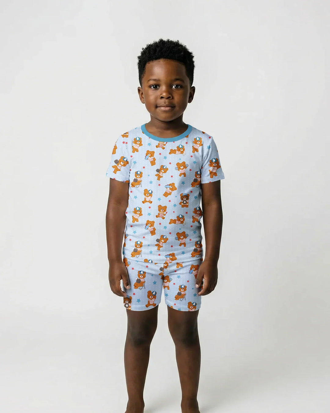 Born To Play Baseball Bamboo Two Piece Short Sleeve Shorts Pajama Set