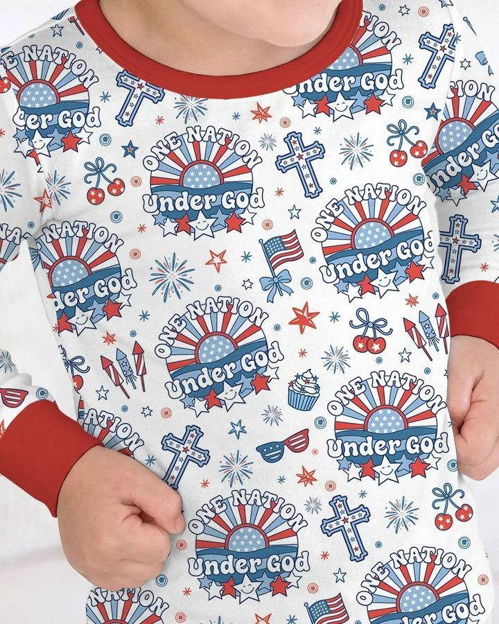One Nation Under God Family Matching Bamboo Two Piece Long Sleeve Pajama Set