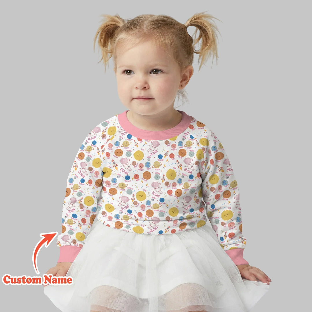Custom Name Little's Kid into Universer Bamboo Crewneck Sweatshirt