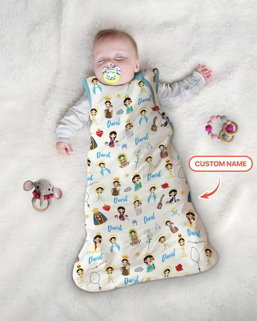 Custom Name Mother Mary Bamboo Sleep Bag