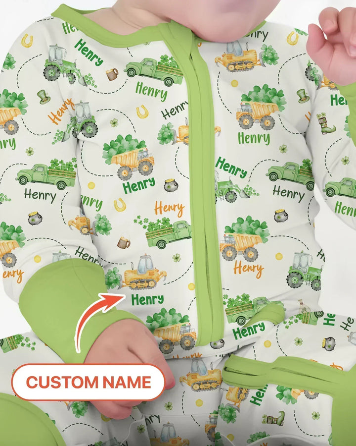 Construction St. Patrick's Day Custom Name Bamboo Convertible Zippy