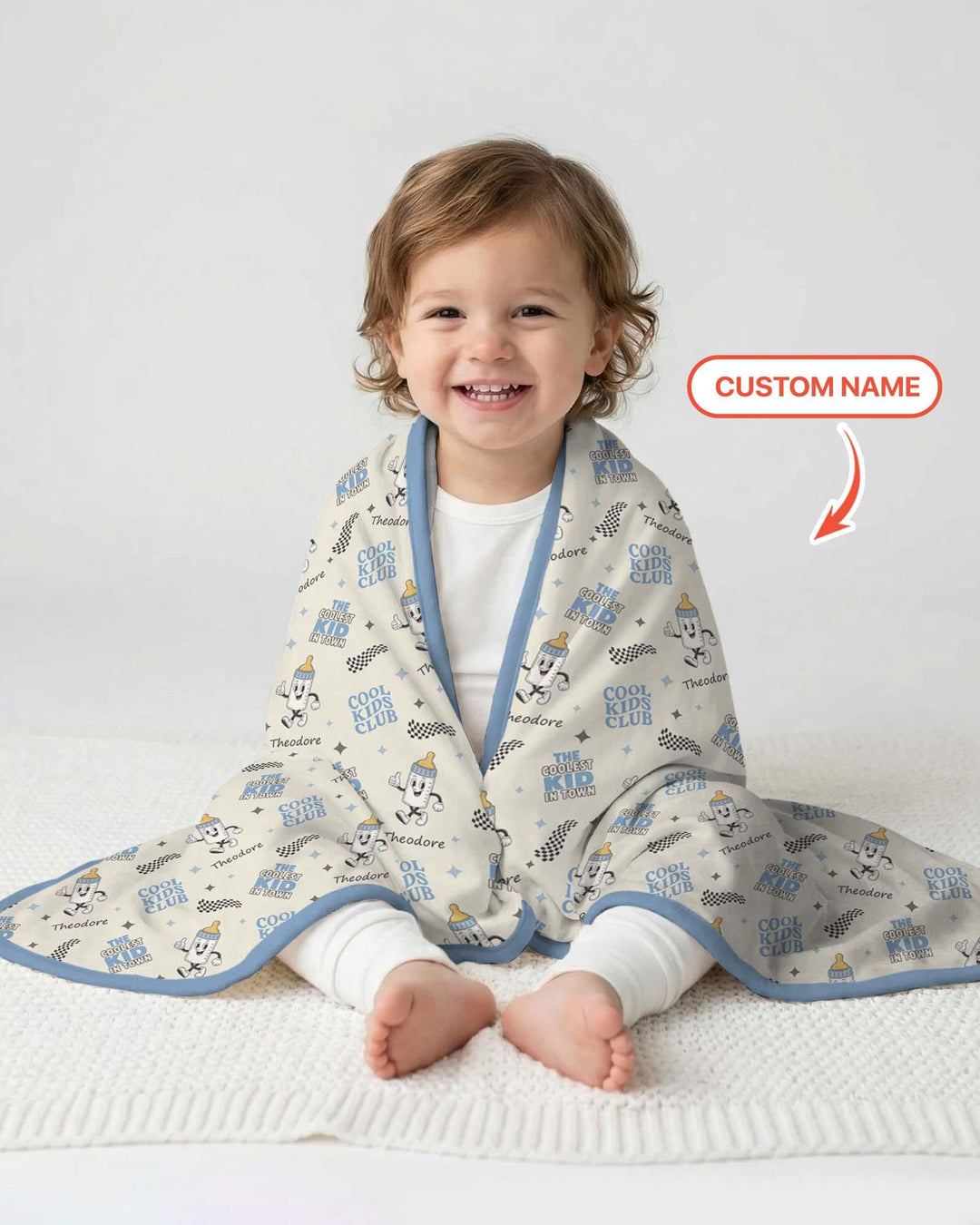 Custom Name Cool Club Daddy & Me Matching Bamboo Blanket
