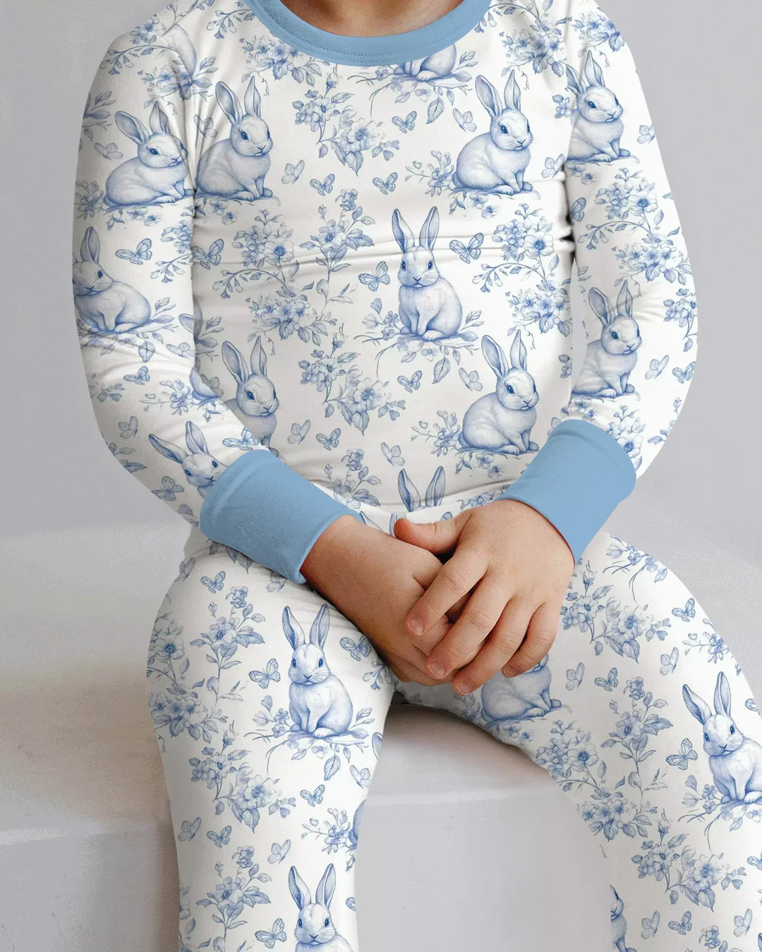 Easter Chinoiserie Toile de Jouy Bamboo Two Piece Long Sleeve Pajama Set