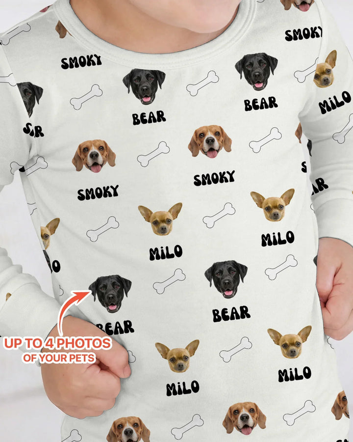 Custom Name and Pet Photos Bamboo Two Piece Long Sleeve Pajama Set