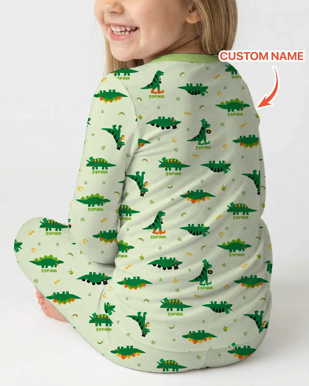 Lucky Dino Bamboo Two Piece Long Sleeve Pajama Set