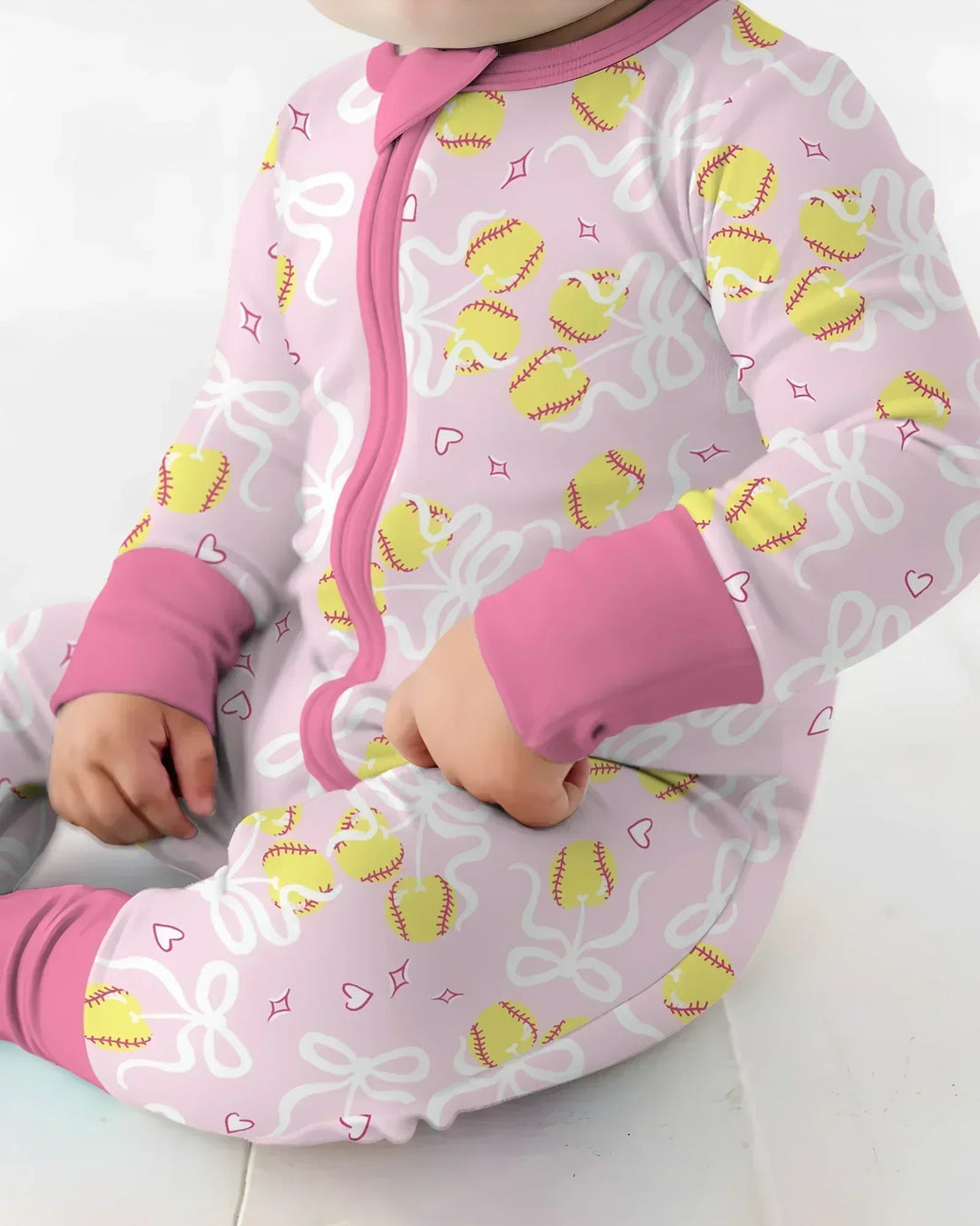 Softball Cherry Mom And Girl Matching Bamboo Convertible Zippy