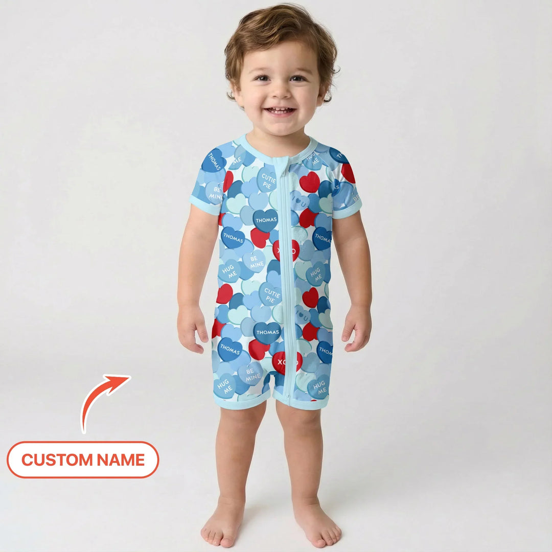 Valentine Candy Crush Family Matching Bamboo Shorty Zippy