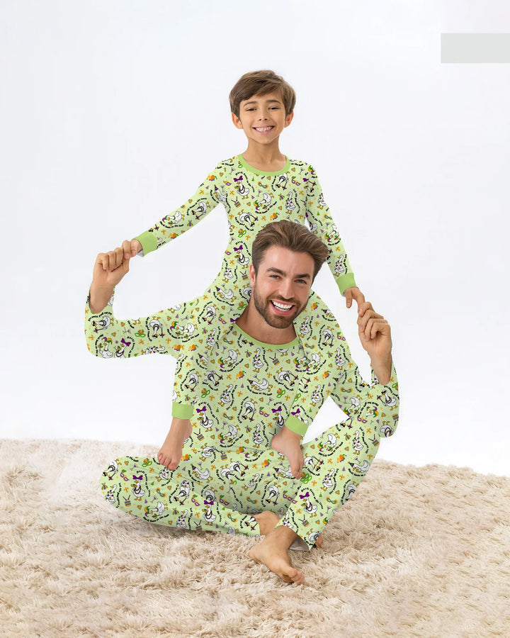 Mardi Gras Silly Goose Bamboo Two Piece Long Sleeve Pajama Set