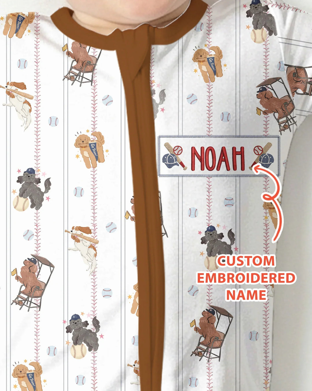 Custom Embroidered Name Baseball Bamboo Convertible Zippy