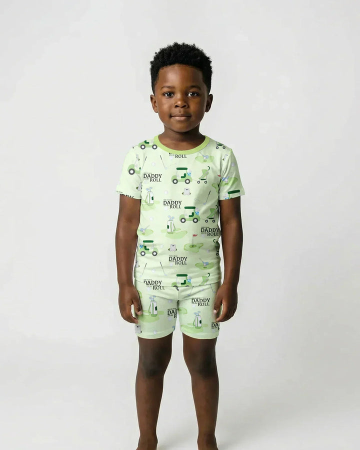 Daddy Golf Team Bamboo Two Piece Short Sleeve Shorts Pajama Set