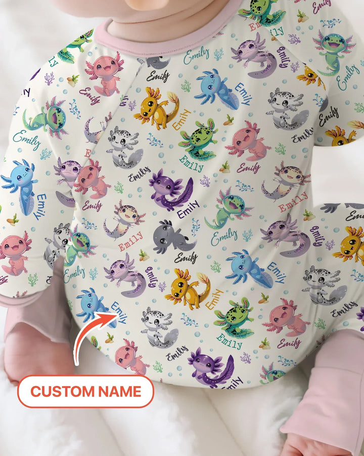 I Love You Axolotl Custom Name Bamboo Convertible Zippy