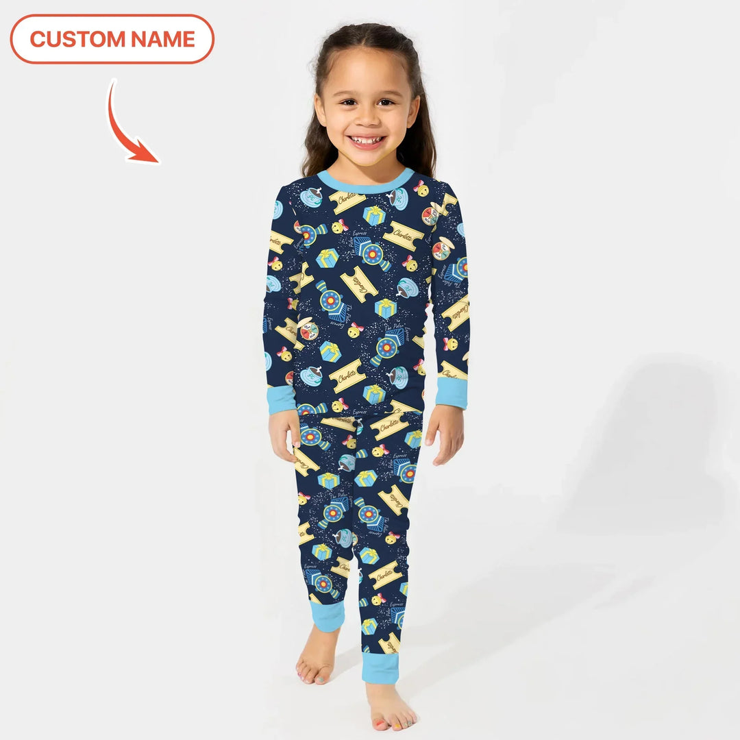 Express Train Christmas Bamboo Two Piece Long Sleeve Pajama Set