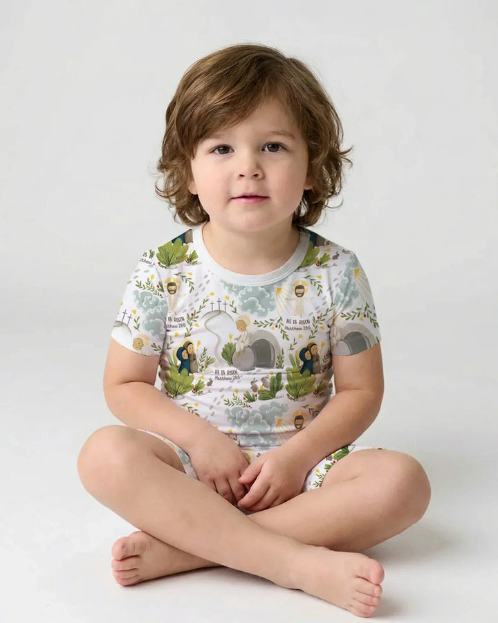 He Is Risen Two Piece Short Sleeve Shorts Pajama Set
