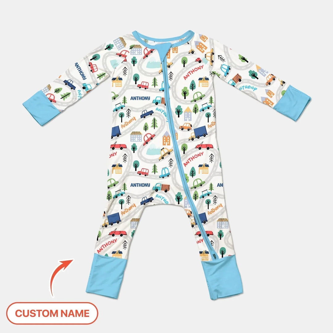 Custom Name Road Map Bamboo Convertible Zippy