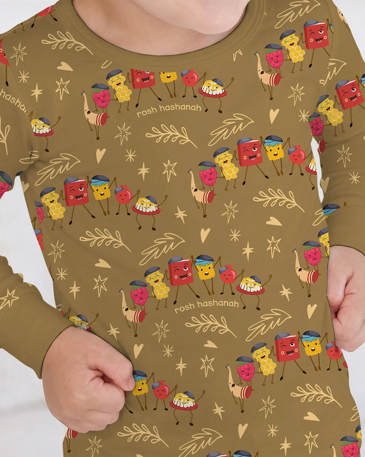 Let's Celebrate Rosh Hashanah Bamboo Two Piece Long Sleeve Pajama Set