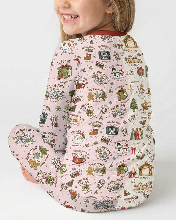 Jesus Is The Reason For The Season Family Matching Bamboo Two Piece Long Sleeve Pajama Set