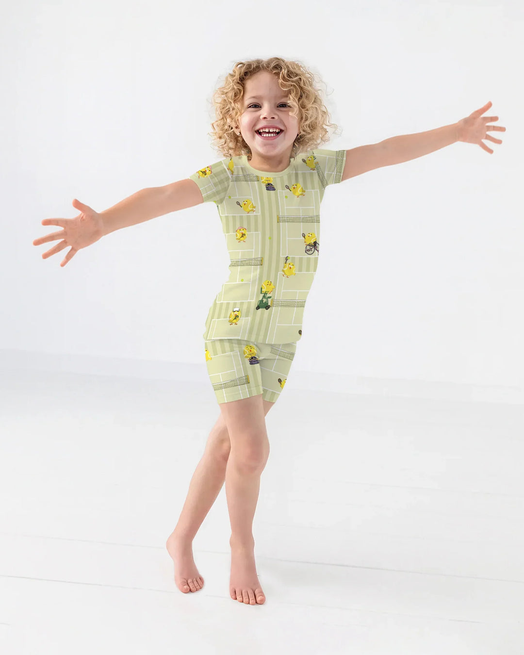 Tennis Bamboo Two Piece Short Sleeve Shorts Pajama Set