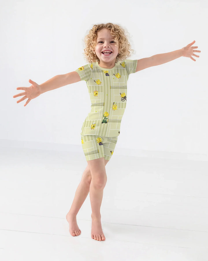 Tennis Bamboo Two Piece Short Sleeve Shorts Pajama Set