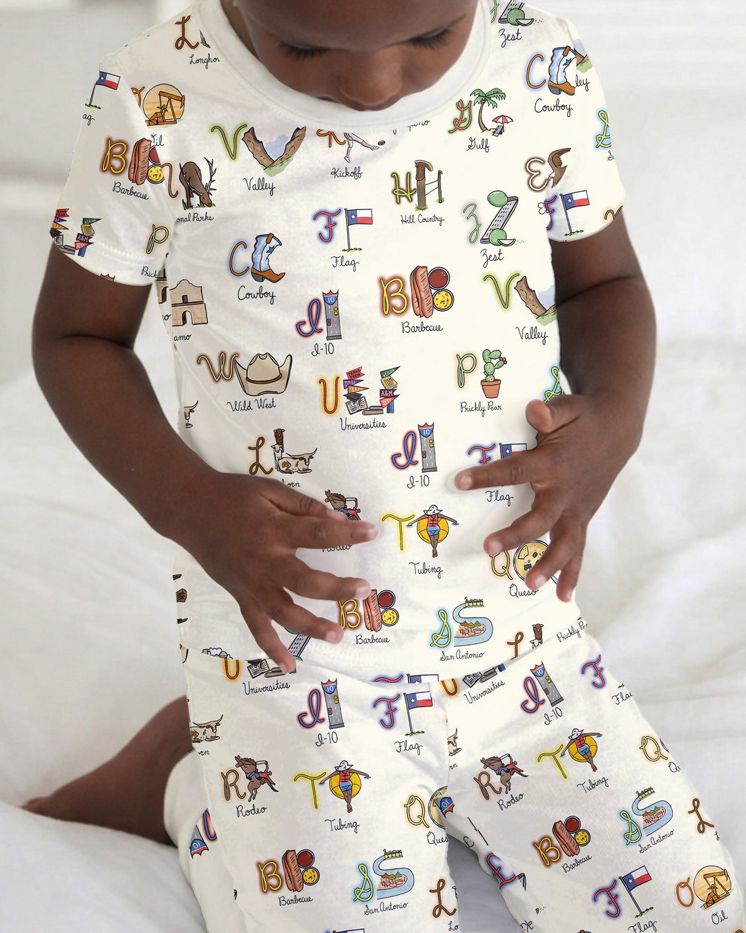 Texas Alphabet Bamboo Two Piece Short Sleeve Pajama Set