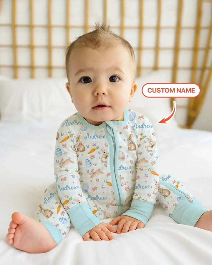Custom Name Bunny Garden Bamboo Convertible Zippy