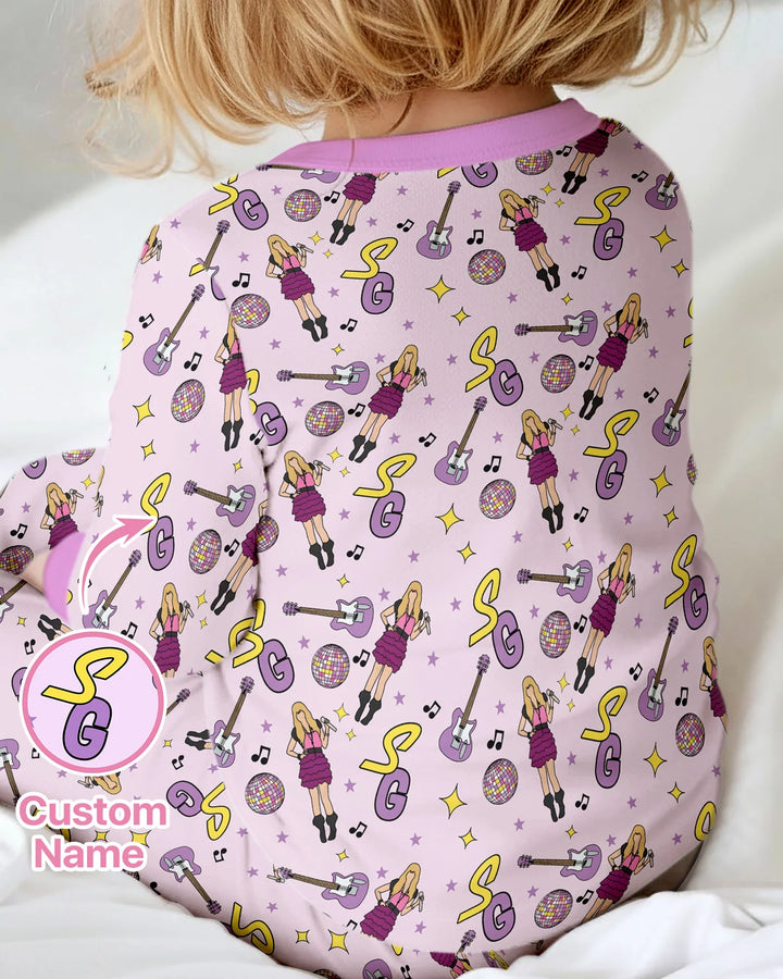 Custom Name Mini Rockstar Two Piece Long Sleeve Pajama Set