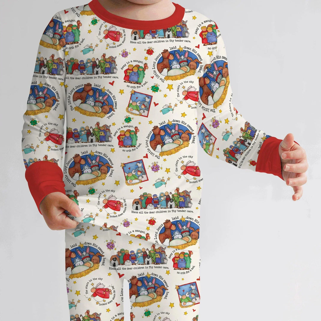Away In A Manger Blessings Bamboo Two Piece Long Sleeve Pajama Set