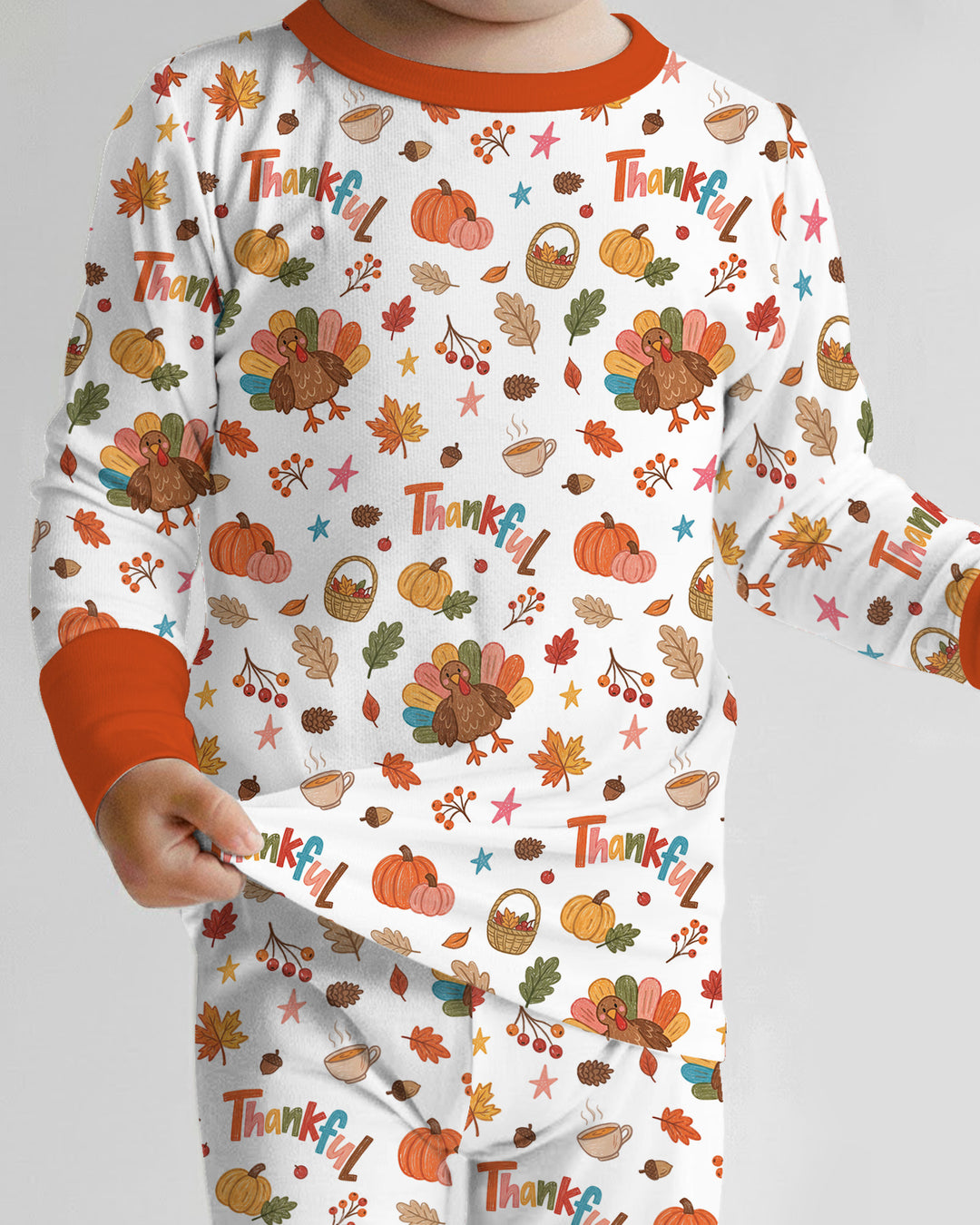 Thankful Turkey Bamboo Two Piece Long Sleeve Pajama Set